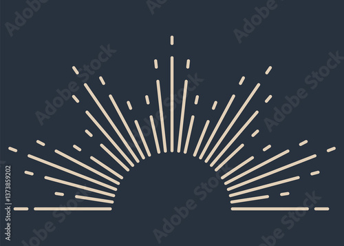 Obraz na płótnie Sunburst firework explosion, bursting or light rays, linear drawing. trendy hand drawn retro isolated design element w salonie