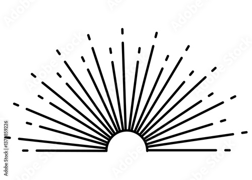 Obraz na płótnie Sunburst firework explosion, bursting or light rays, linear drawing. trendy hand drawn retro isolated design element w salonie