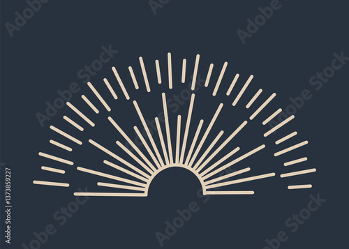Obraz na płótnie Sunburst firework explosion, bursting or light rays, linear drawing. trendy hand drawn retro isolated design element w salonie