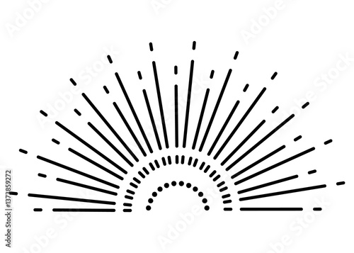 Obraz na płótnie Sunburst firework explosion, bursting or light rays, linear drawing. trendy hand drawn retro isolated design element w salonie