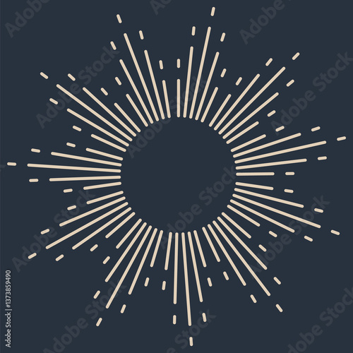 Obraz na płótnie Sunburst firework explosion. Retro hand drawn sparkle. Bursting or light rays, linear drawing. trendy hand drawn retro isolated design element w salonie