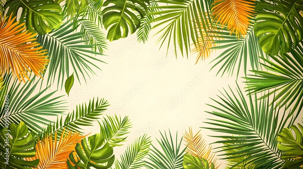 Naklejka premium Minimal tropical background featuring beautiful palm leaves in a simple style ideal for e-commerce and creative projects