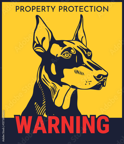 Doberman Pinscher Warning Sign Illustration
