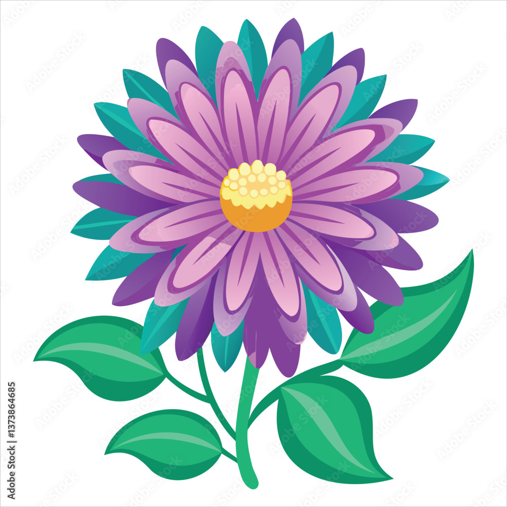 Fototapeta premium Elegant Aster Flower Illustration Design