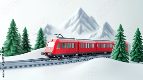 Wallpaper Mural Winter Train Scene in Snowy Mountains Torontodigital.ca