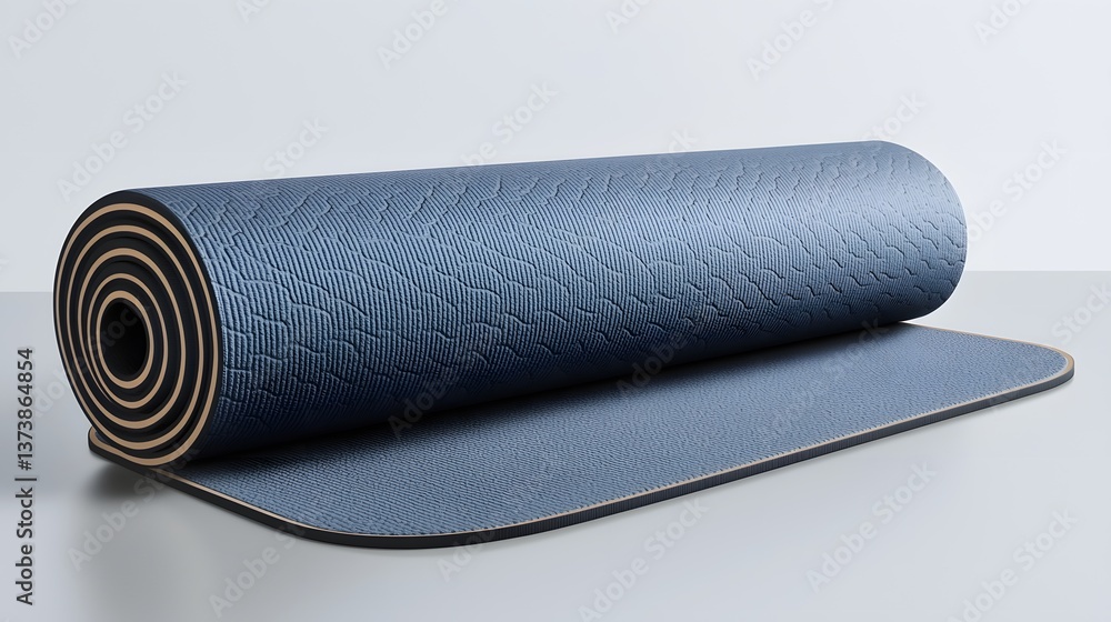 High-quality yoga mat displayed on a soft surface perfect for practicing yoga and wellness with ample copy space High-quality yoga mat displayed on a soft surface perfect for practicing yoga and wellness with ample copy space