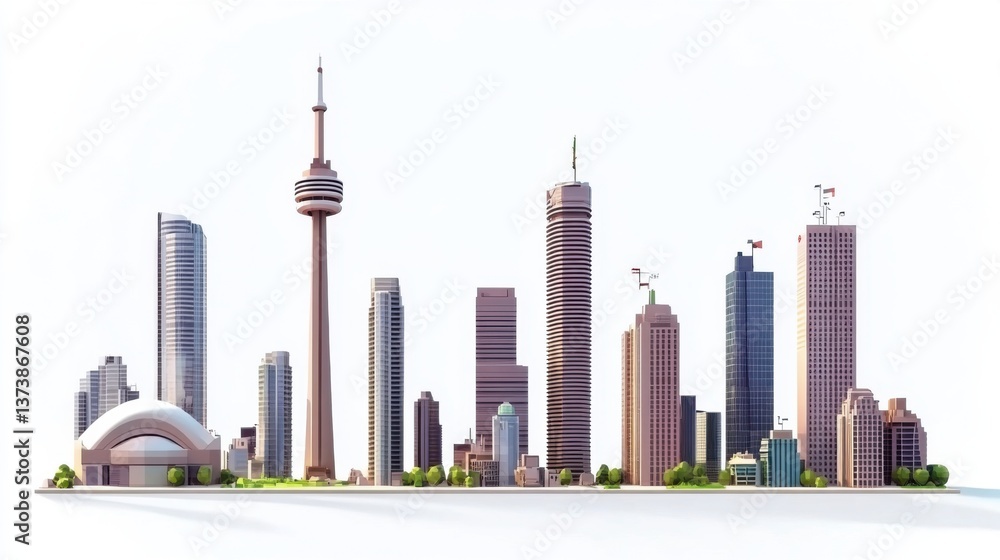 Obraz premium Toronto Skyline: A Digital Architectural Masterpiece