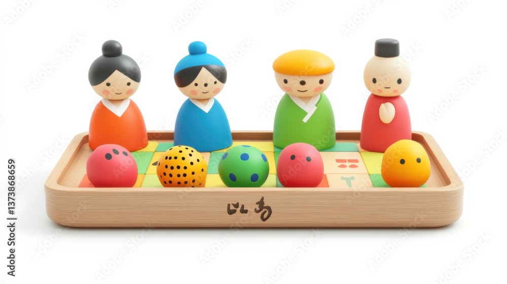 Fototapeta premium Colorful Wooden Toys for Kids - Traditional Japanese Design
