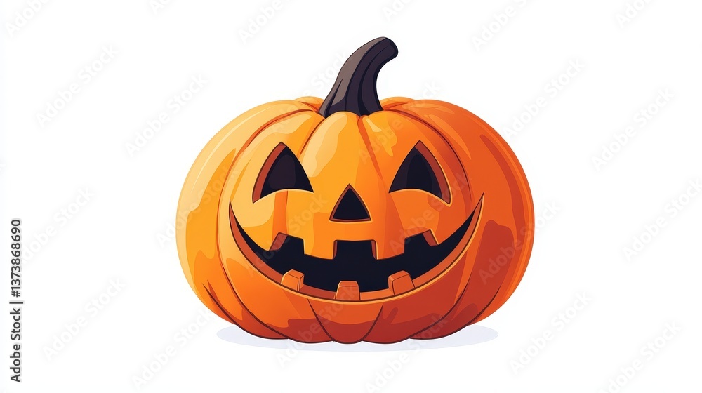 Spooky grin! A classic orange pumpkin with a wide, toothy smile against a clean white backdrop. Perfect Halloween vibes Spooky grin! A classic orange pumpkin with a wide, toothy smile against a clean white backdrop. Perfect Halloween vibes