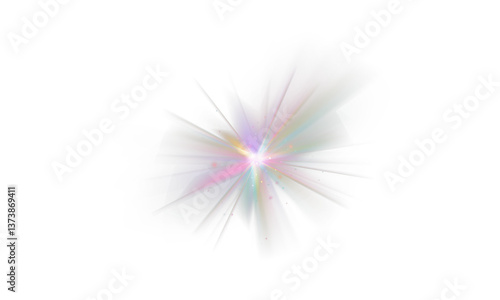 Png crystal star. Crystal ray light, sun shines PNG rainbow red yellow and blue color. Optical fire light effect. Png sparkle shine. Vector lens glare leakage glare reflection effect. Sunlight	
