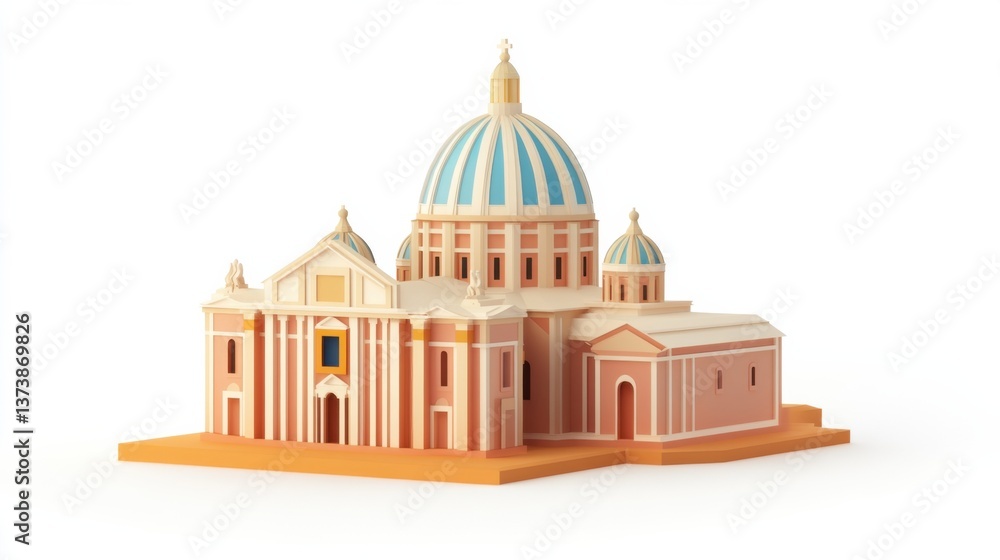 Obraz premium Colorful 3D Model of a Stunning Church Building