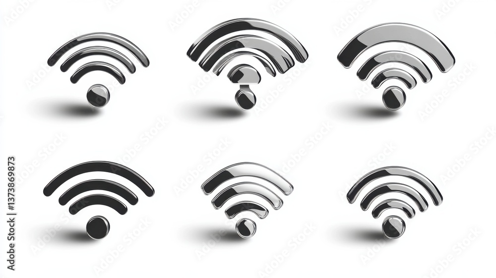 Sleek Wireless Icons: Modern Technology Symbolism Sleek Wireless Icons: Modern Technology Symbolism