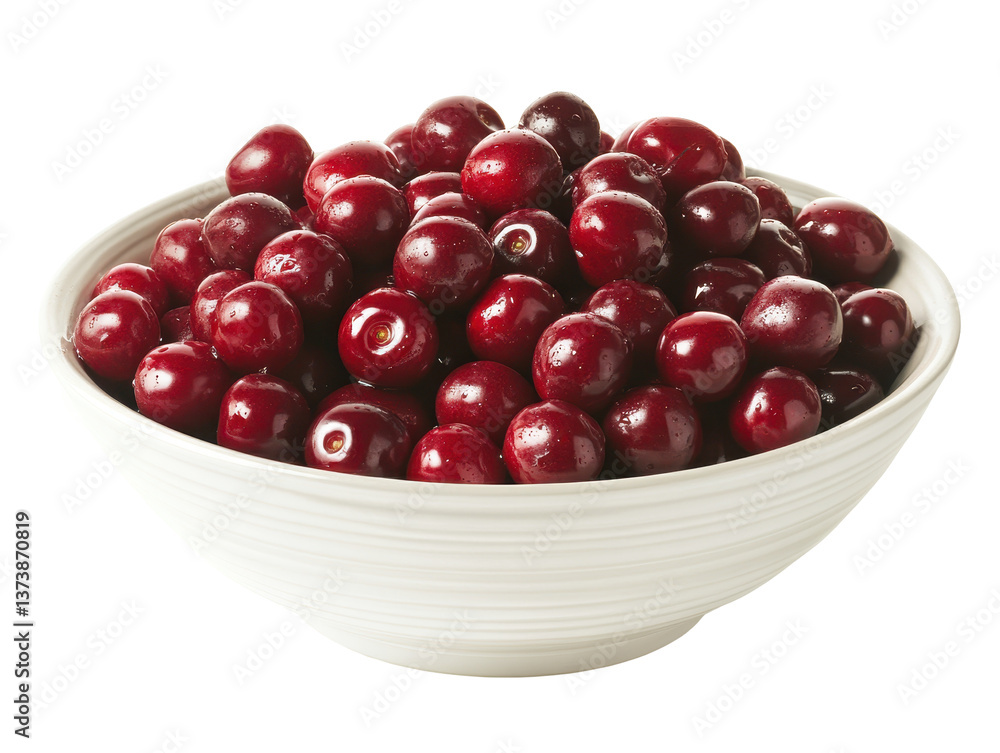 Isolated Cherries in a white bowl Isolated Cherries in a white bowl