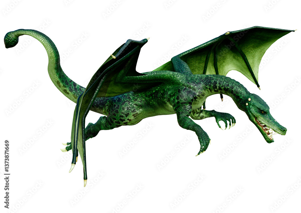 Fototapeta premium 3D Rendering Fairy Tale Dragon on White