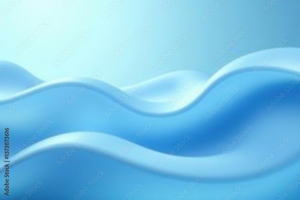 Fototapeta premium Abstract light blue liquid background with blurred waves, soft and soothing design, light blue, flowing