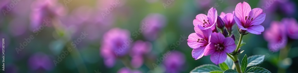 A close-up shot of vibrant purple flowers blooming on a mint plant, growth, flowering A close-up shot of vibrant purple flowers blooming on a mint plant, growth, flowering