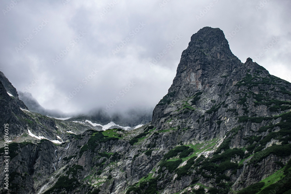 Obraz premium rocky mountains in the fog