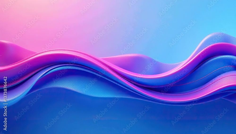 Obraz premium Abstract vector colorful blue pink wave line flowing design, music, AI