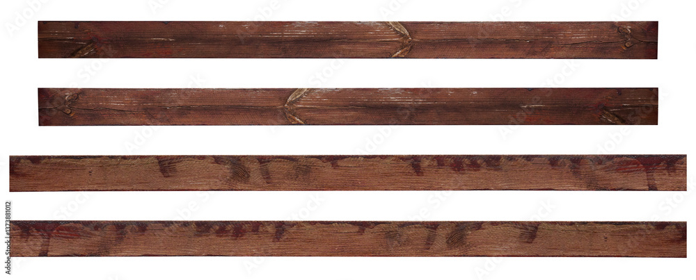Brown pine planks covered with varnish on isolated background Brown pine planks covered with varnish on isolated background
