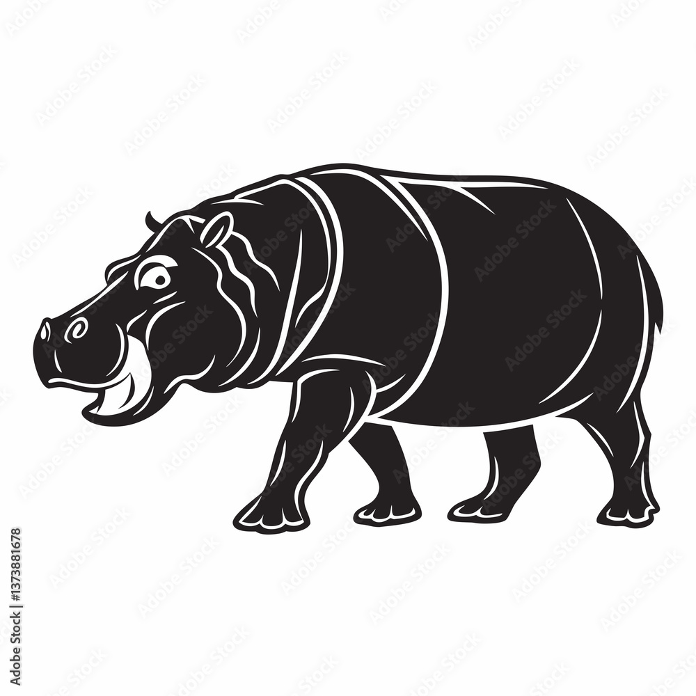 Fototapeta premium hippopotamus black silhouette vector