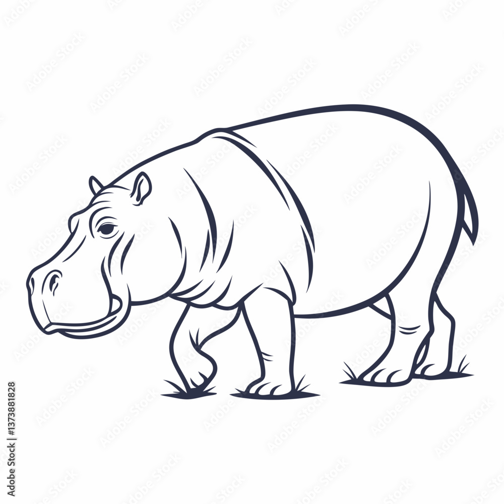 Fototapeta premium hippopotamus black silhouette vector