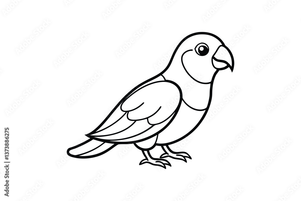 Fototapeta premium Line art vector illustration of a lovebird.eps
