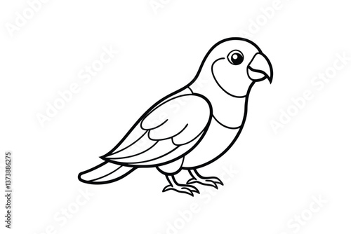 Line art vector illustration of a lovebird.eps
