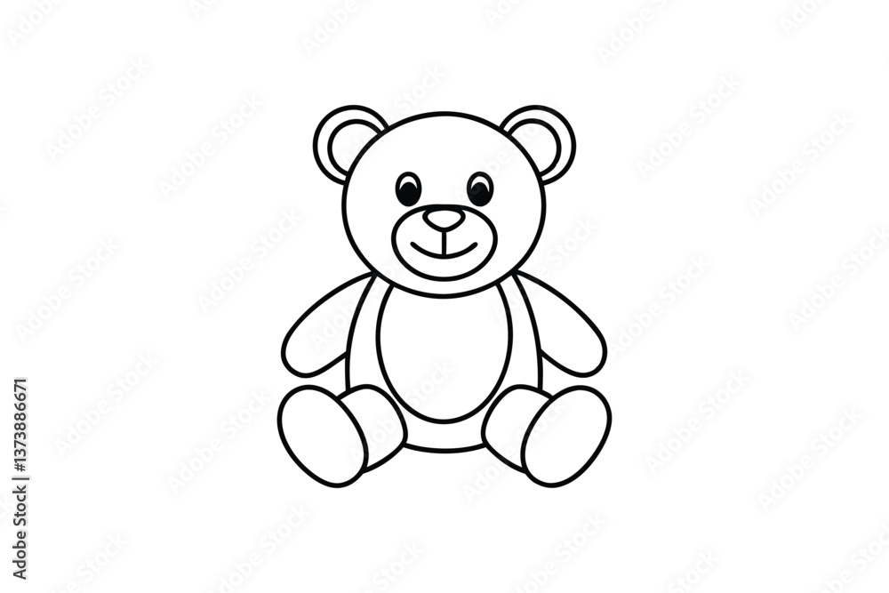 Fototapeta premium Line art vector illustration of a teddy bear with round ears.eps