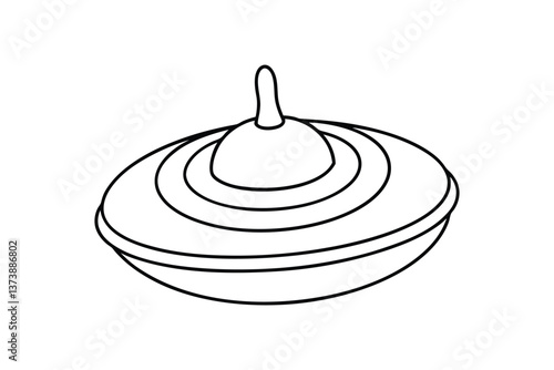 Line art vector illustration of a spinning top with a rounded base.eps