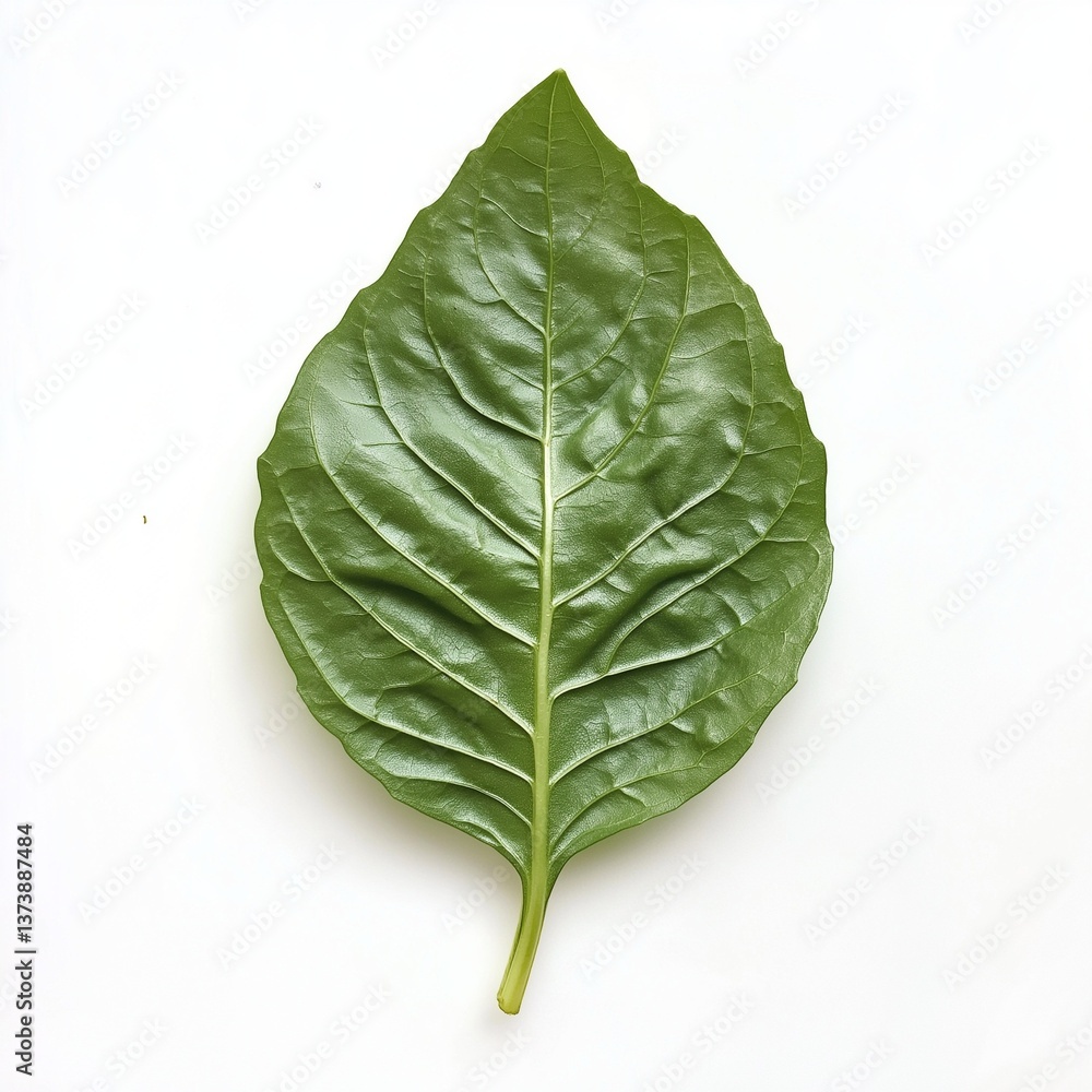 Obraz premium Single fresh spinach leaf on white background