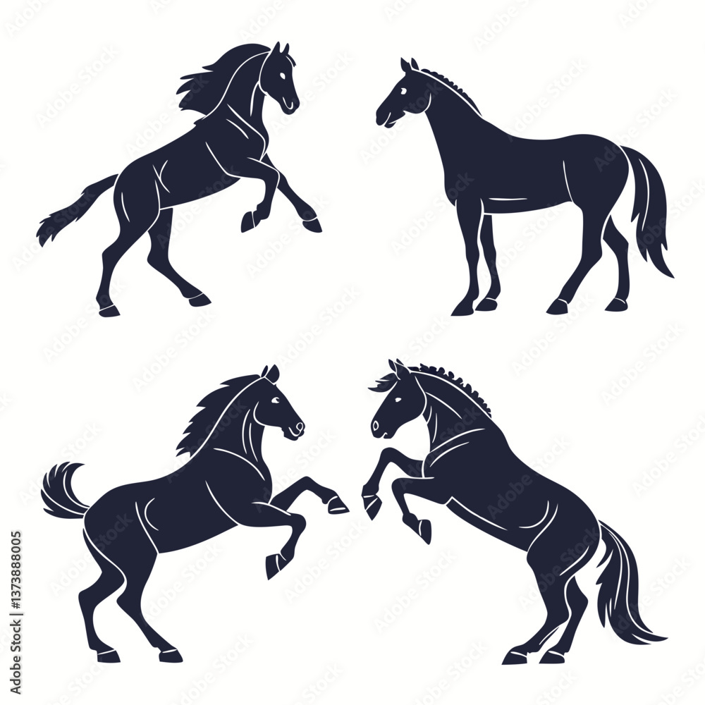 horse icon set silhouette black vector bundle horse icon set silhouette black vector bundle