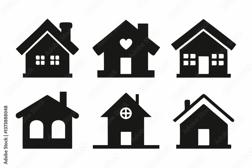 Home icon set silhouette black vector bundle Home icon set silhouette black vector bundle