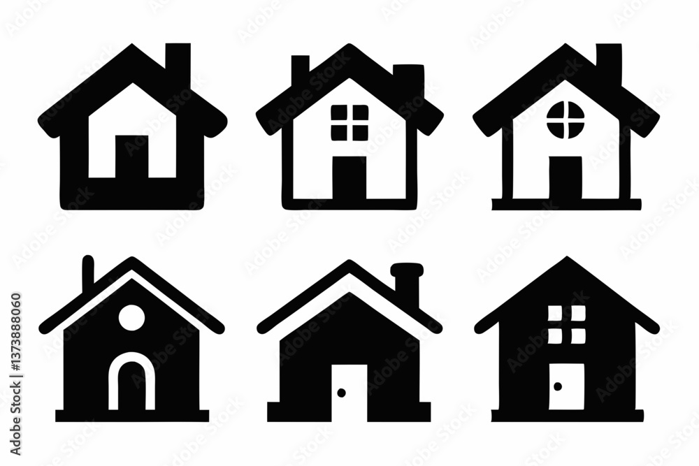 Home icon set silhouette black vector bundle Home icon set silhouette black vector bundle