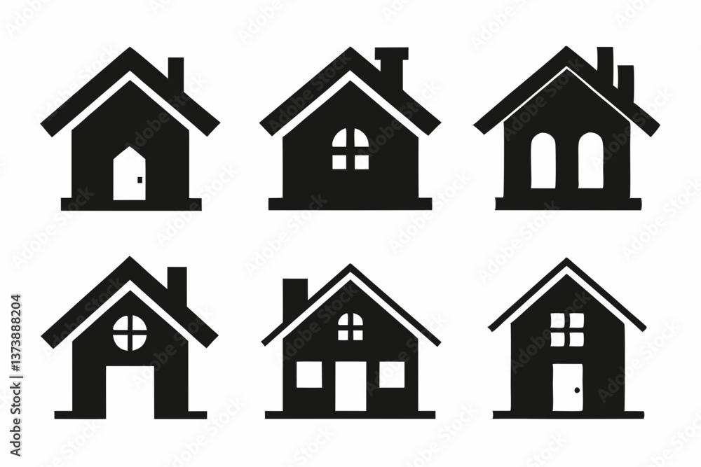 Home icon set silhouette black vector bundle Home icon set silhouette black vector bundle