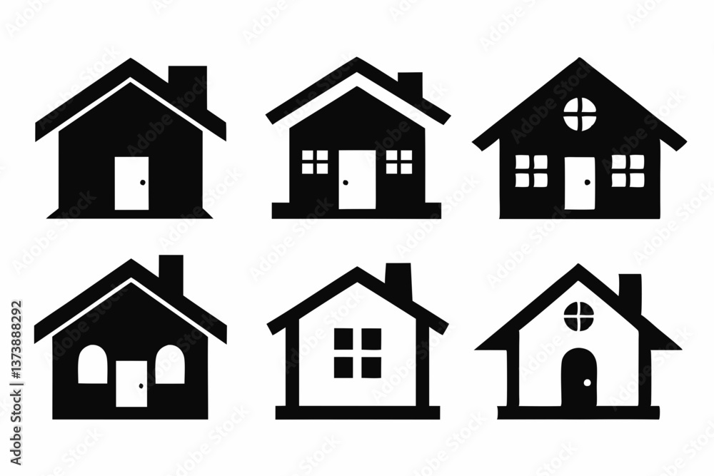 Home icon set silhouette black vector bundle Home icon set silhouette black vector bundle