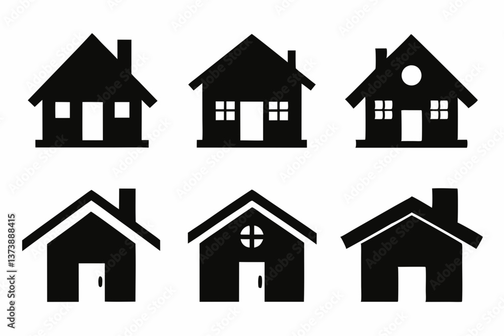 Fototapeta premium Home icon set silhouette black vector bundle