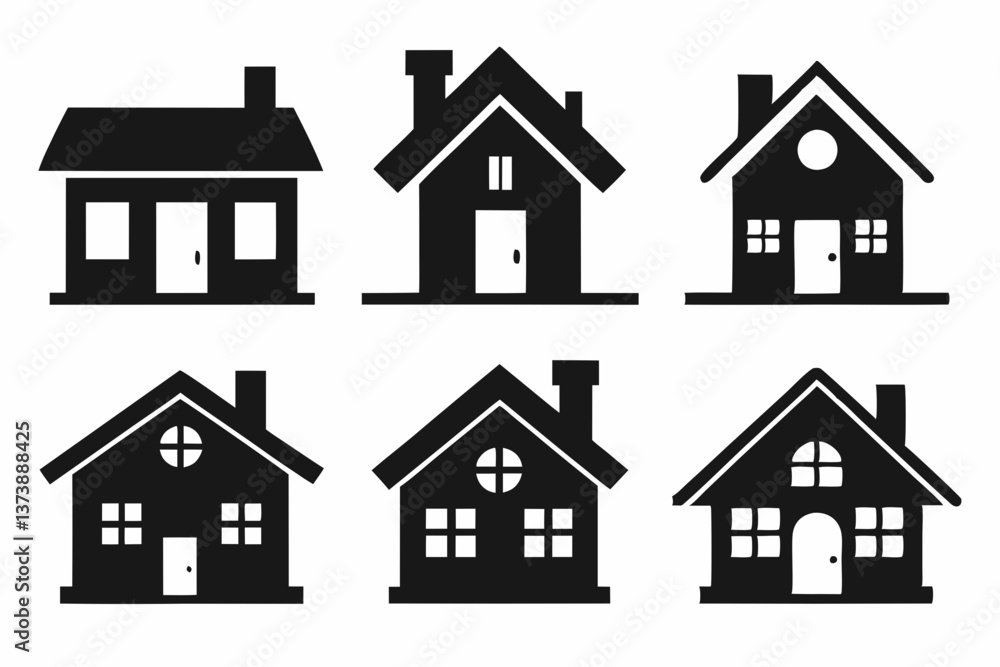 Home icon set silhouette black vector bundle Home icon set silhouette black vector bundle