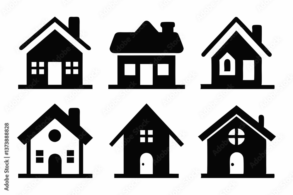 Home icon set silhouette black vector bundle Home icon set silhouette black vector bundle