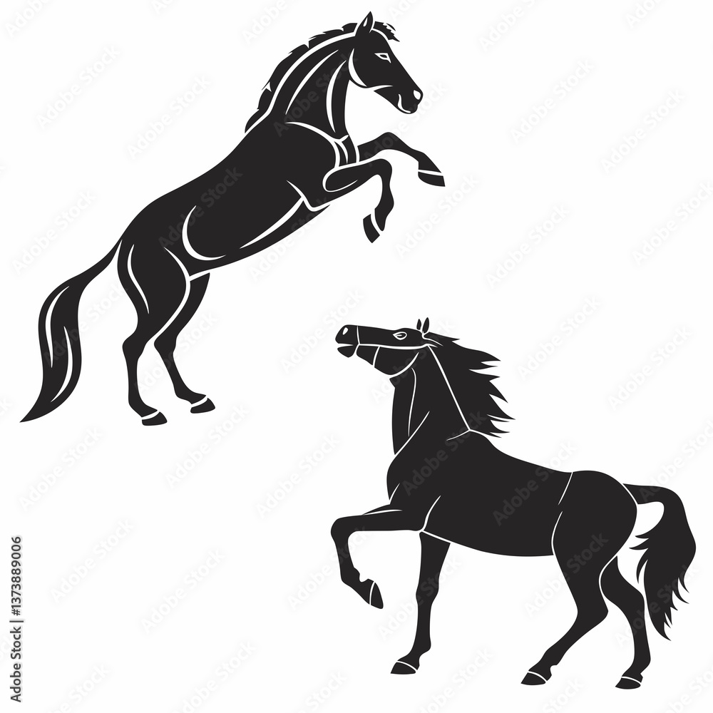 Fototapeta premium horse icon set silhouette black vector bundle