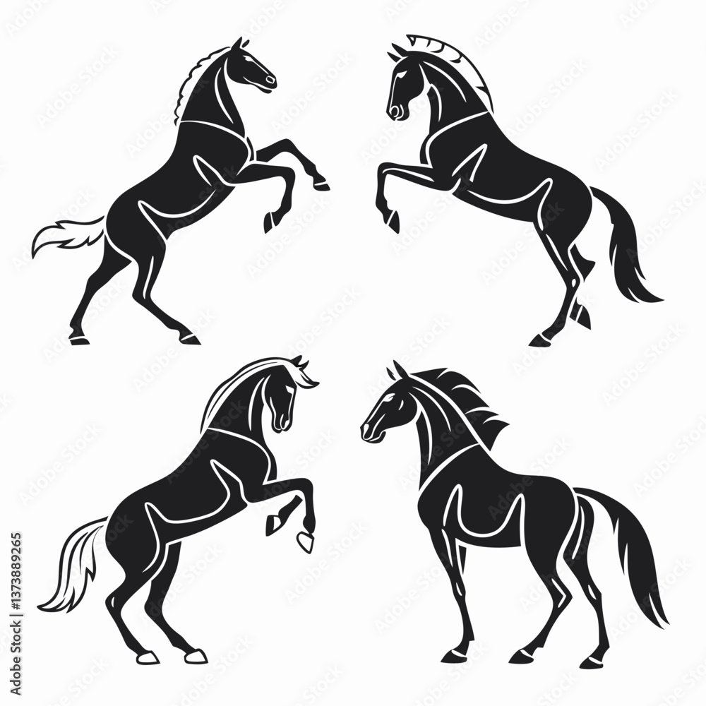horse icon set silhouette black vector bundle horse icon set silhouette black vector bundle