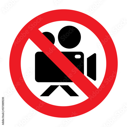 Video camera is prohibited. Video not allowed zone. No camcorder sign.