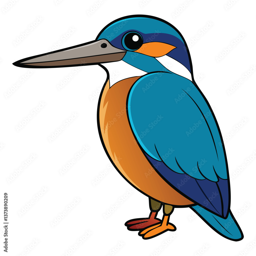 Fototapeta premium Vibrant Kingfisher Bird Vector Illustration