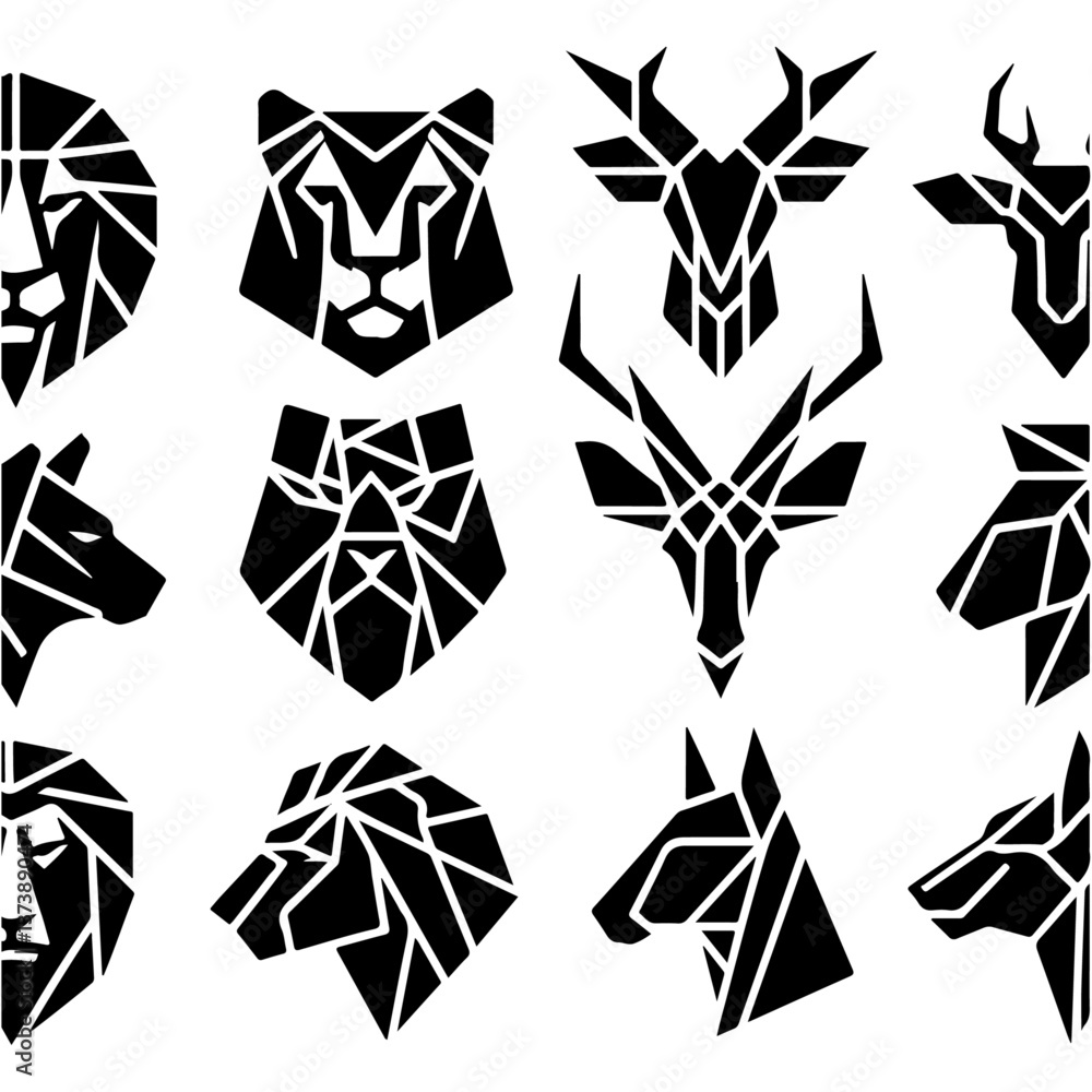 Geometric pattern set with seamless vector shapes and mosaic design Geometric pattern set with seamless vector shapes and mosaic design