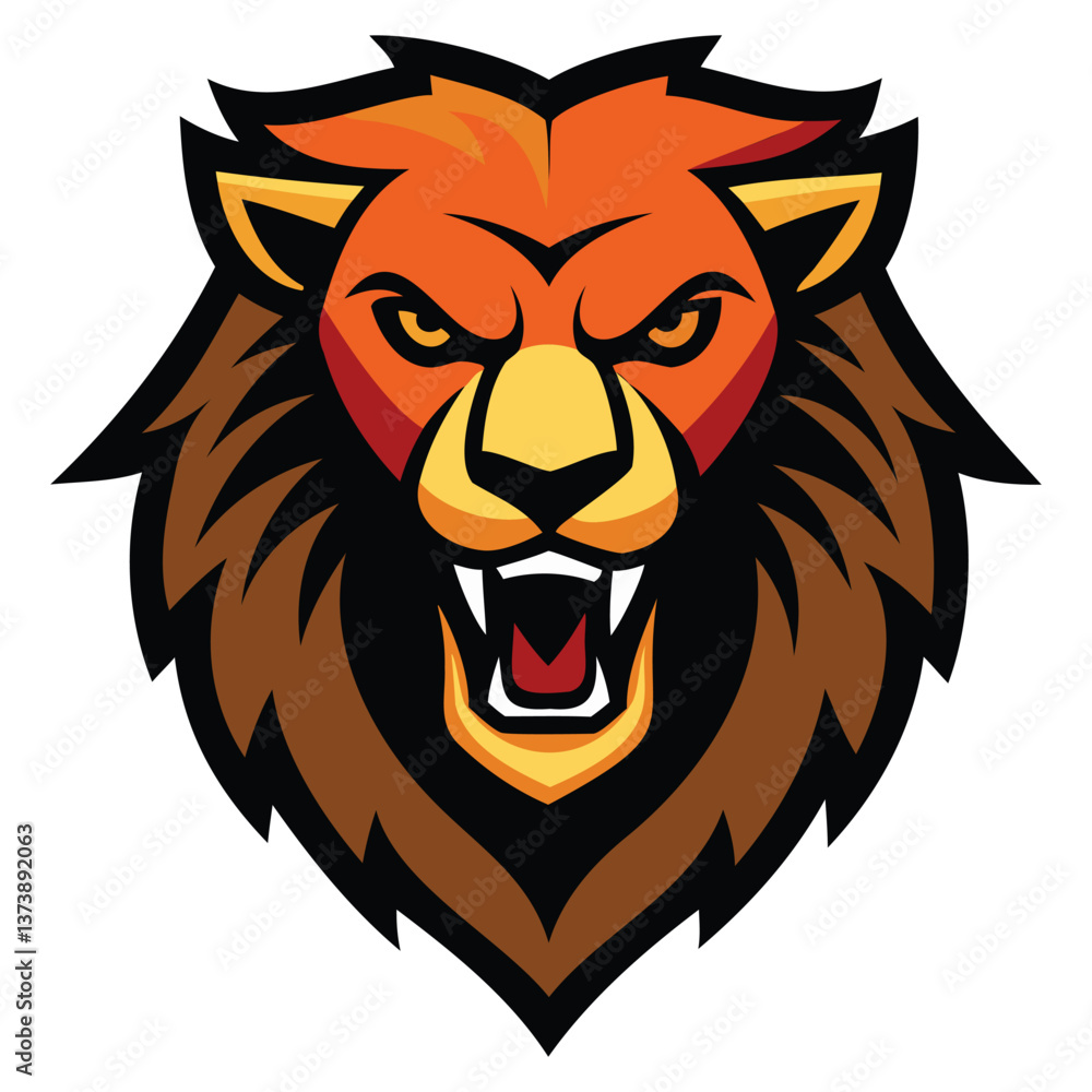 Fototapeta premium Fierce Lion Head Mascot Logo Design