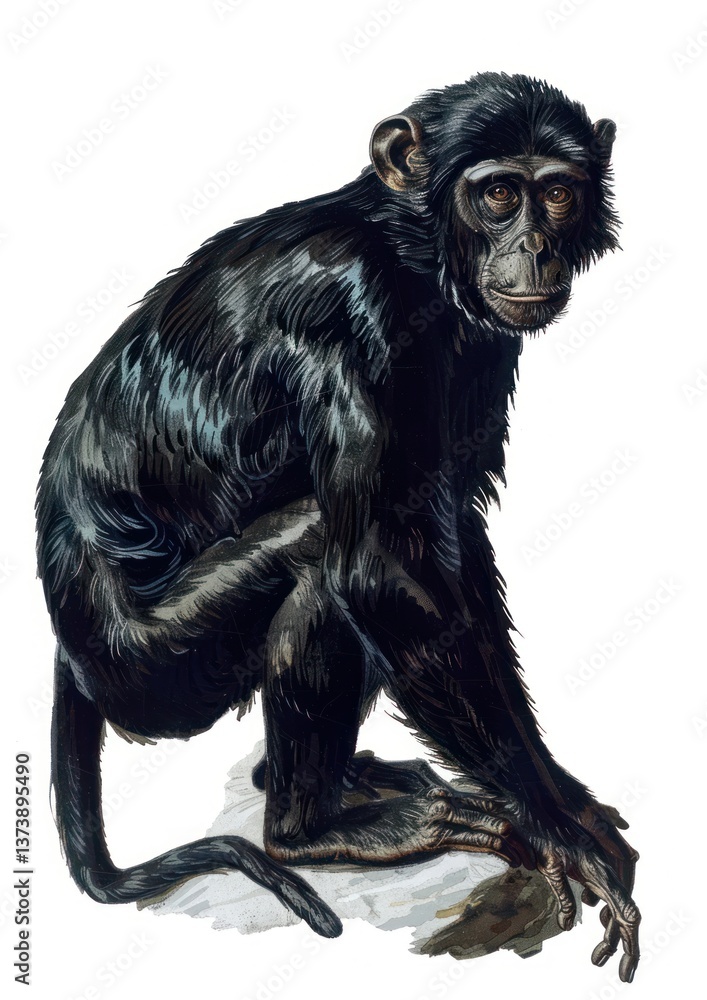 Fototapeta premium Detailed illustration of chimpanzee