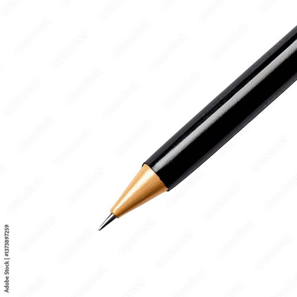 Close-up of a sleek pen tip on a dark background.