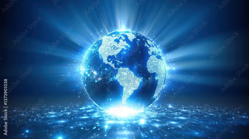 Fototapeta premium A glowing globe with cybersecurity connections highlighting realtime incident responses across regions