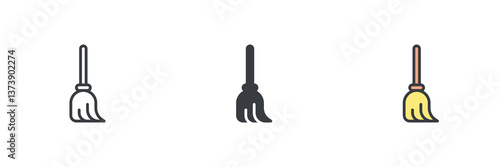 Broom different style icon set