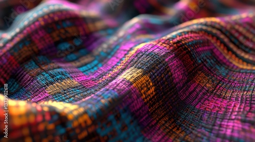 Colorful fabric texture waves, close-up, abstract background, design