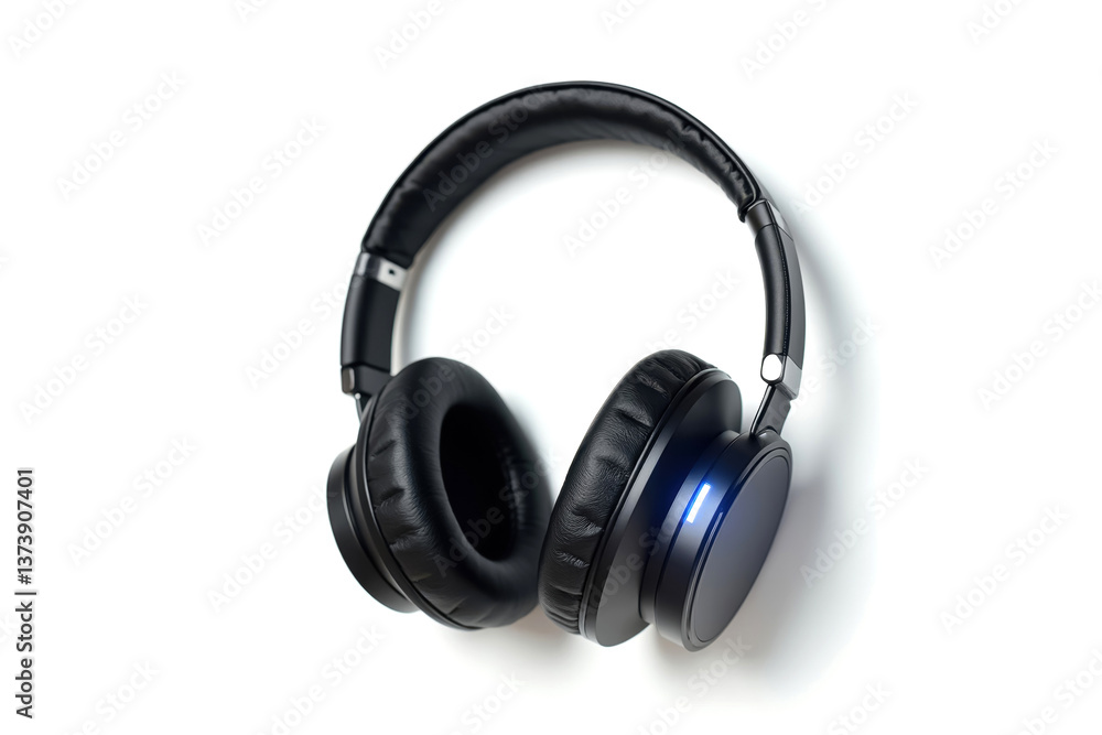 Premium black over-ear headphones with sleek design, comfortable cushions, and stylish blue light feature Premium black over-ear headphones with sleek design, comfortable cushions, and stylish blue light feature